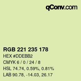 カラーコード: RGB 221 235 178 | qconv.com