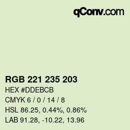 カラーコード: RGB 221 235 203 | qconv.com
