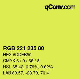 Color code: RGB 221 235 80 | qconv.com