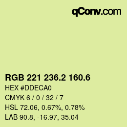 カラーコード: RGB 221 236.2 160.6 | qconv.com