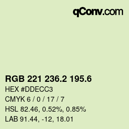 カラーコード: RGB 221 236.2 195.6 | qconv.com