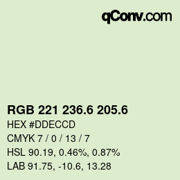カラーコード: RGB 221 236.6 205.6 | qconv.com