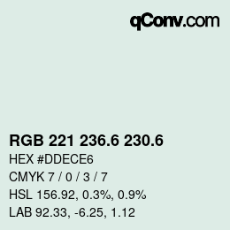 カラーコード: RGB 221 236.6 230.6 | qconv.com