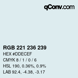Código de color: RGB 221 236 239 | qconv.com
