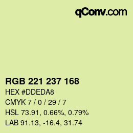 Color code: RGB 221 237 168 | qconv.com