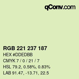 Color code: RGB 221 237 187 | qconv.com