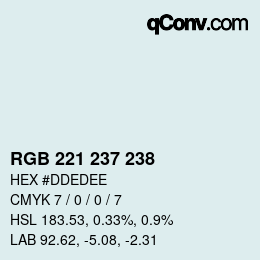 Color code: RGB 221 237 238 | qconv.com