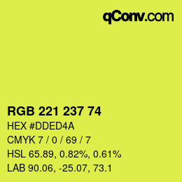 Color code: RGB 221 237 74 | qconv.com