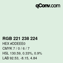 Farbcode: RGB 221 238 224 | qconv.com