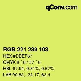 Color code: RGB 221 239 103 | qconv.com