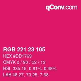 Color code: RGB 221 23 105 | qconv.com