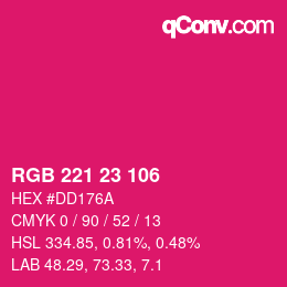 Color code: RGB 221 23 106 | qconv.com