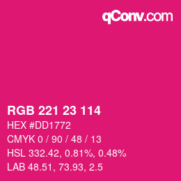 Color code: RGB 221 23 114 | qconv.com