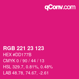 Color code: RGB 221 23 123 | qconv.com