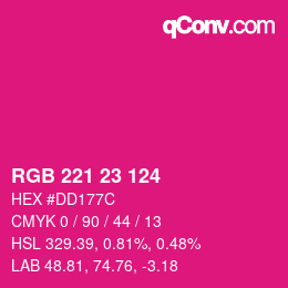 Color code: RGB 221 23 124 | qconv.com