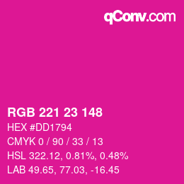 カラーコード: RGB 221 23 148 | qconv.com