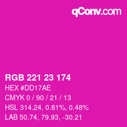 Color code: RGB 221 23 174 | qconv.com