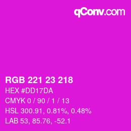 Color code: RGB 221 23 218 | qconv.com