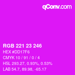 カラーコード: RGB 221 23 246 | qconv.com
