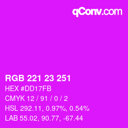 Color code: RGB 221 23 251 | qconv.com