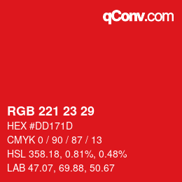 Color code: RGB 221 23 29 | qconv.com