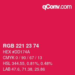 カラーコード: RGB 221 23 74 | qconv.com