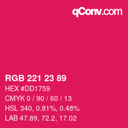 カラーコード: RGB 221 23 89 | qconv.com