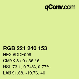 Color code: RGB 221 240 153 | qconv.com