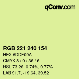 Color code: RGB 221 240 154 | qconv.com
