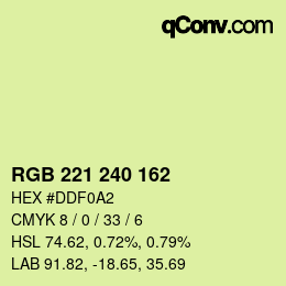 Color code: RGB 221 240 162 | qconv.com