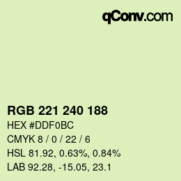 Color code: RGB 221 240 188 | qconv.com