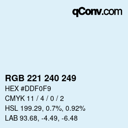 Color code: RGB 221 240 249 | qconv.com