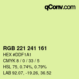 Color code: RGB 221 241 161 | qconv.com