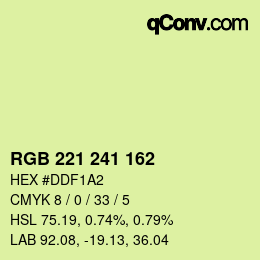 Color code: RGB 221 241 162 | qconv.com