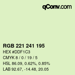 Color code: RGB 221 241 195 | qconv.com