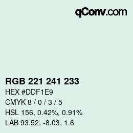 Color code: RGB 221 241 233 | qconv.com
