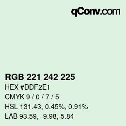 Color code: RGB 221 242 225 | qconv.com