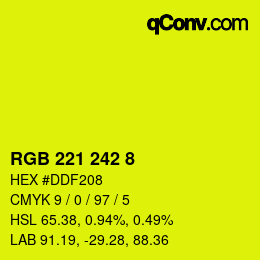 Color code: RGB 221 242 8 | qconv.com