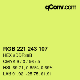 Color code: RGB 221 243 107 | qconv.com