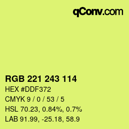 Color code: RGB 221 243 114 | qconv.com