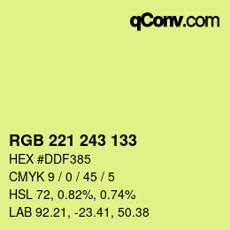 Color code: RGB 221 243 133 | qconv.com