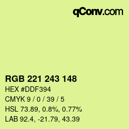 Color code: RGB 221 243 148 | qconv.com