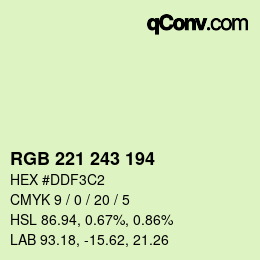 Código de color: RGB 221 243 194 | qconv.com