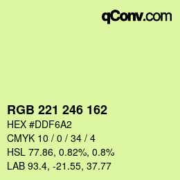 Color code: RGB 221 246 162 | qconv.com