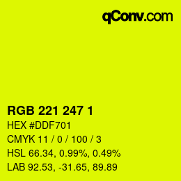 カラーコード: RGB 221 247 1 | qconv.com