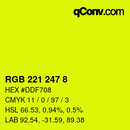 Código de color: RGB 221 247 8 | qconv.com