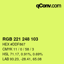 Color code: RGB 221 248 103 | qconv.com