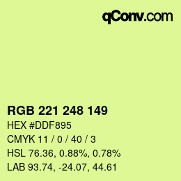 Color code: RGB 221 248 149 | qconv.com