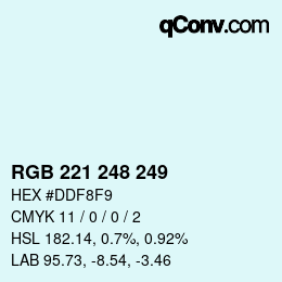カラーコード: RGB 221 248 249 | qconv.com
