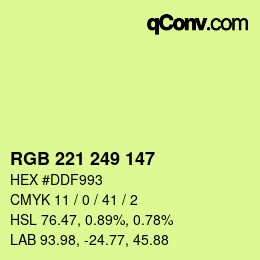Color code: RGB 221 249 147 | qconv.com